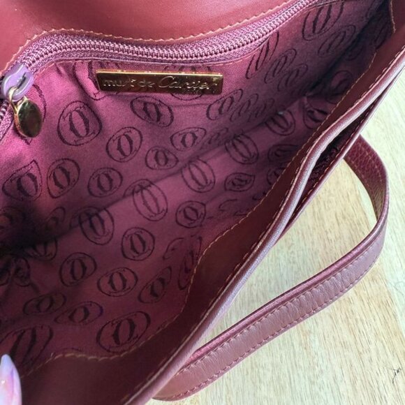 Cartier Burgendy Leather Cross Body Bag - Picture 10 of 14